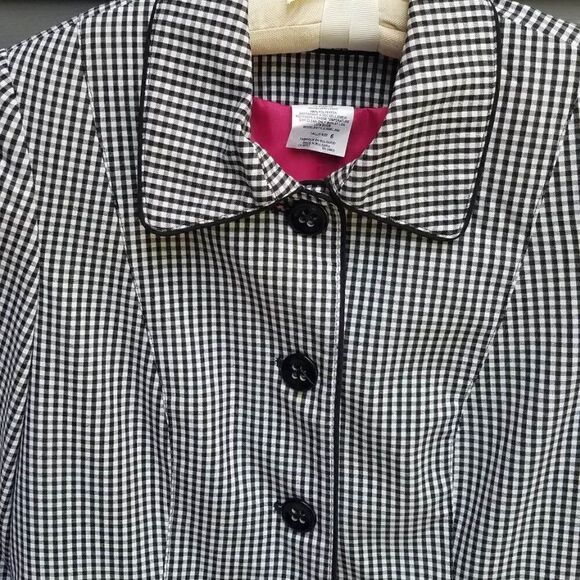 Tribella Black White Gingham Check with Pink Lining Jacket size 6 - Picture 9 of 9